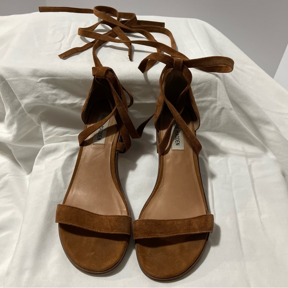 Steve Madden Tan Rizzaa Suede Women's Sandals Size 8.5